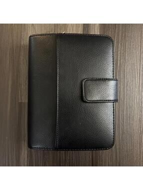 Vintage Mundi Planner Organizer Black Faux Leather 6 Ring Binder